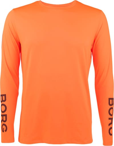 Björn Borg heren performance O-hals longsleeve shirt logo neon oranje
