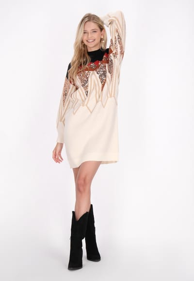 IZIA Jurk Dames Rood Veelkleurig