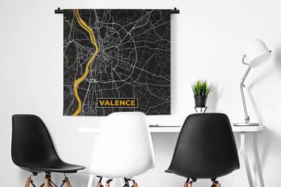 Wandkleed - Wanddoek - Stadskaart - Frankrijk - Plattegrond - Valence - Kaart - 90x90 cm - Wandtapijt