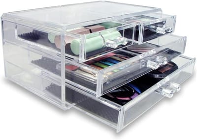 Make-up Organizer - Opbergdoos Lades - Cosmetica Sorteren - 3 Lagen Acryl - 15x11 cm - Transparant