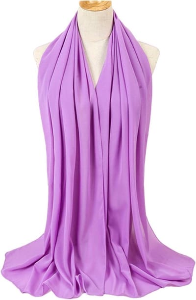 Dames Sjaal - Hoofddoek Wrap - Veelzijdig Gebruik - Zijaanzicht Chiffon - 180x75cm - Effen