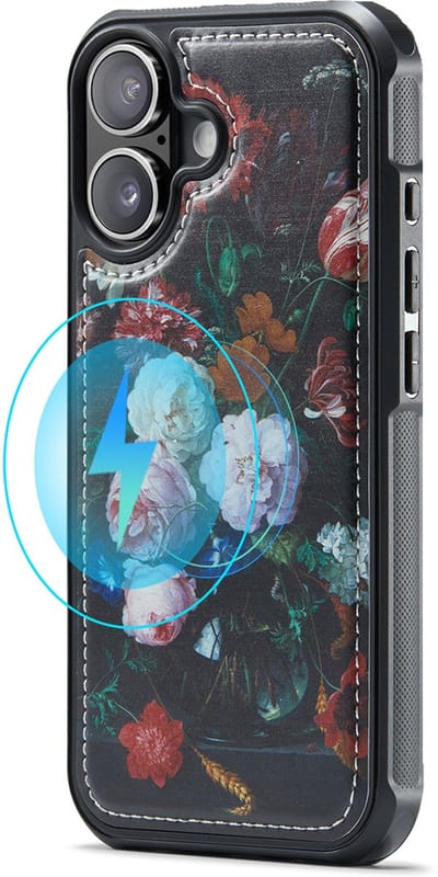 Casemania Hoesje Geschikt voor Apple iPhone 17 - Stilleven met Bloemen Print - Magnetisch Kunstleren Back Cover - Telefoonhoesje Geschikt voor MagSafe