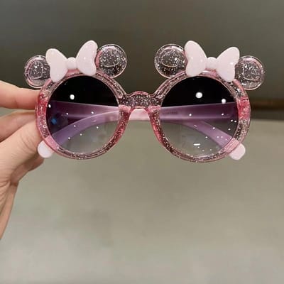 Nieuwe Kristallen Strik Kinderzonnebril UV400 Leuke Meisjes Mode Trend Gepersonaliseerde Cartoon Bril Zonwering 1PC black