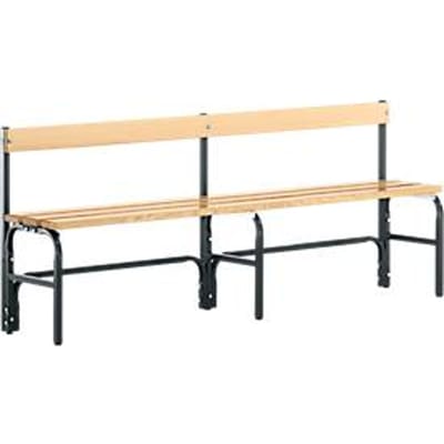 Kleedkamerbank, stalen buizen/hout, enkel, met rugleuning, L 1500 mm, antraciet