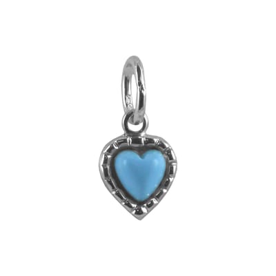 New Bling 9NB-0861 Zilveren Hangertje - Hartje - Turkoois - 6,6 x 6,3 mm - Rhodium - Zilver