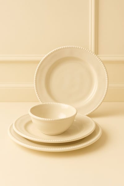 Mevaz 24-delige Crème Witte Serviesset – Elegant & Duurzaam – 6 Persoons