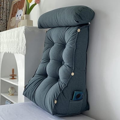 Driehoek leeskussen - Rugsteun kussen - Ontspannen in bed - Verstelbare hoogtes - 45x45x20 cm - Grijs