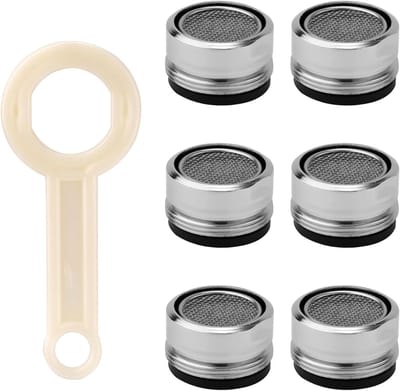 6pcs Vervangingen voor Badkamerkraan Aerator - 24mm Metaal Keukenkraan Aerator met Hoge Doorstroom en Sleutel - 15/16 Inch Mannelijke Draad voor Keuken en Badkamer