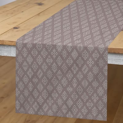 ABAKUHAUS – Vintage-Tribal Tafelloper – 40×180 cm – Mauve/Taupe