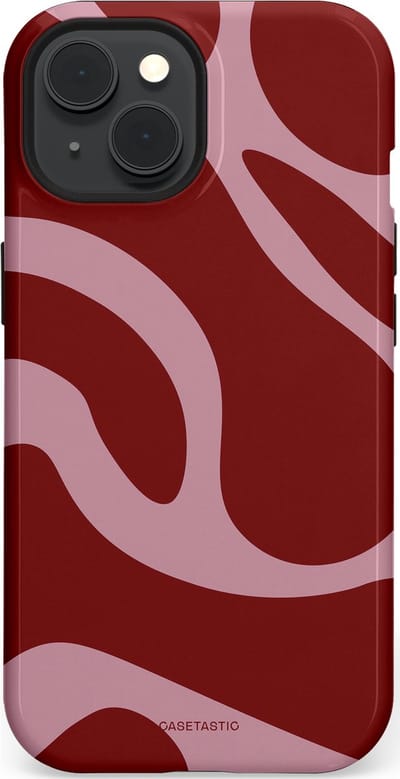 Casetastic hoesje geschikt voor Apple iPhone 15 - MagSafe - Dubbellaagse bescherming - Roze Rode Framboos Blobs - Fashion Case - Bordeaux Lila