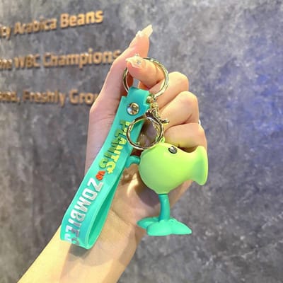 Planten vs. Zombies Sleutelhanger Anime Klassiek Spel Monster Erwten Karakter Zonnebloem Sleutelhanger Tas Hanger Kinder Speelgoed Cadeaus Vrienden beige