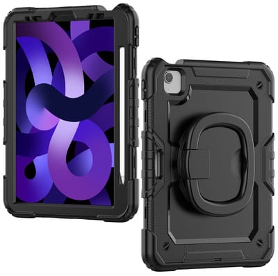 Mobilize Tablethoes geschikt voor Apple iPad Pro 11 Inch (2021) Hardcase Backcover | Mobilize Rotating Defender + Schouderband | Schokbestendig iPad Pro 11 Inch (2021) Telefoonhoesje | Anti Shock Proof + Standaard - Zwart