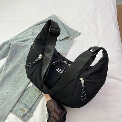 Nieuwe Herfst en Winter Grote Capaciteit Eenvoudige Lichtgewicht Crossbody Fitness Dumpling Schoudertas gray
