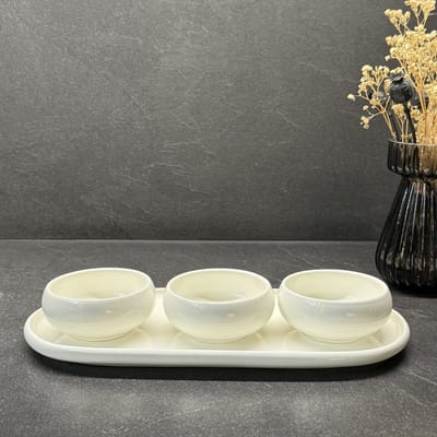 Almina Belicia - Porseleinen - Set van 3 stuks - Wit - Snack Schalen Set
