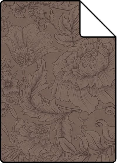 Proefstaal ESTAhome behang bloemmotief bruin - 26.5 x 21 cm - 131853-S