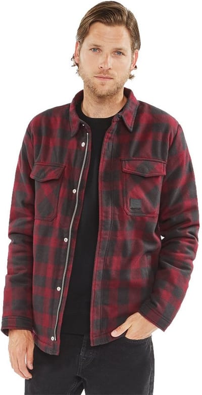 Vintage Industries Craft Heavyweight Sherpa Burgundy Check Jas Heren