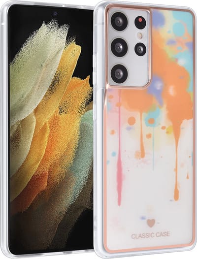 UNIQ Accessory Samsung Galaxy S21 Ultra TPU Telefoonhoesje - Oranje Print, Back Cover & Bescherming van Telefoon.