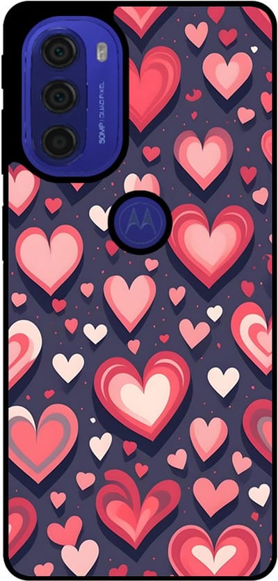 Smartphonica Telefoonhoesje Geschikt voor Motorola Moto G51 met Hartjes Opdruk - TPU Backcover Case With Heart Design geschikt voor Motorola Moto G51