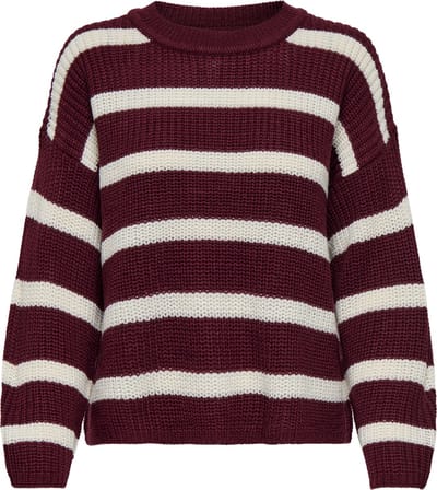 Jacqueline de Yong Trui Jdyjusty L/s Stripe Pullover Knt No 15264902 Cabernet/eggnog Dames Maat - XL