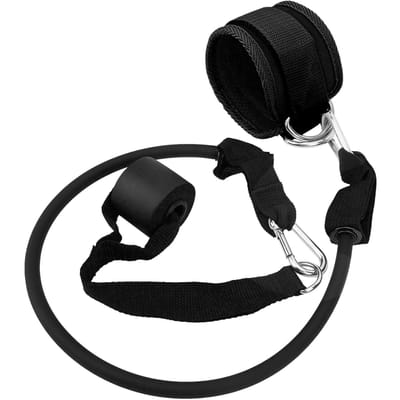 Ensemble de Sangles de Cheville Double Anneau Métallique D Sangle de Cheville de Fitness pour Jambes Fessiers et Exercice du Core(Ensemble noir ) noir