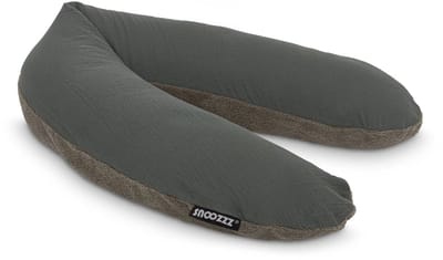 Snoozzz Voedingskussen Premium Kwaliteit - 185 cm – Microparel Vulling – Luxe Draagtas – Wasbare Hoes - Teddy Olive
