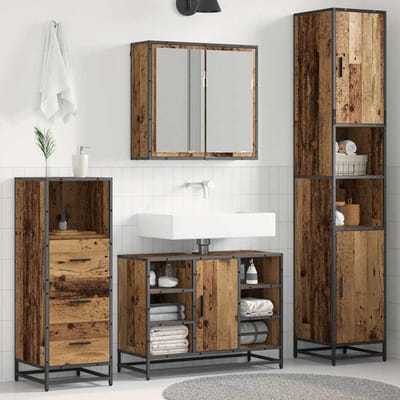vidaXL - Badkamermeubel - Set - 3 - st - Oud - Hout - Bewerkt - hout