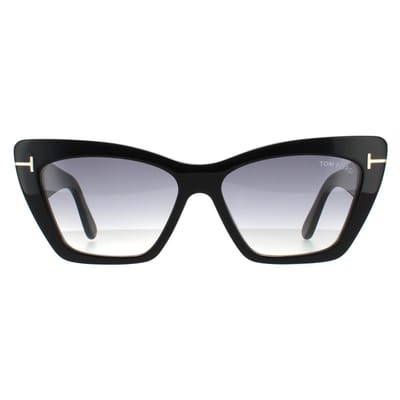 Tom Ford zonnebril Wyatt FT0871 01B Shiny Black Gray Smoke Gradiënt