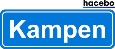 Hacebo - Plaatsnaam Sticker - 29x10 CM - Kampen sticker - Verkeersborden sticker - grappige cadeaus - Kampen