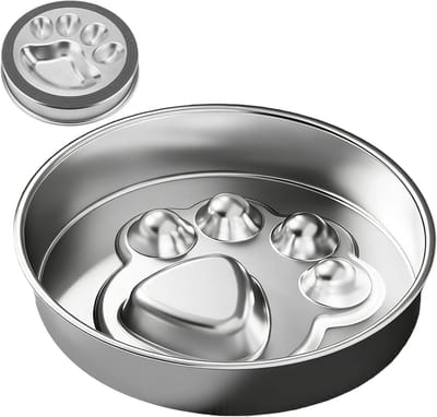 Honden Voerbak - Langzame eter - Gezond eten - Roestvrij staal - 22 x 6 cm - Zilver