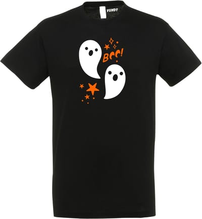 T-shirt kind Halloween Boo Spookjes | Halloween kostuum kind dames heren | verkleedkleren meisje jongen | Zwart | maat 116