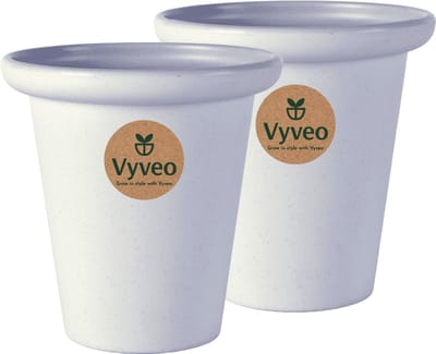 Vyveo - Bloempot Skara - Set van 2 - 13x13 - Lichtgrijs - Bloempot voor binnen en buiten - Lichtgewicht - Breukbestendig - Vorstbestendig - UV-bestendig