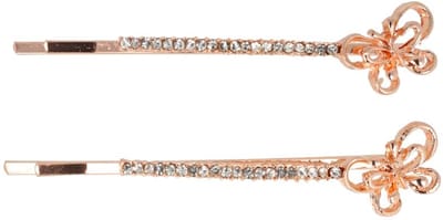 Haarsoires Haarspeld schuifspeldjes 6cm - Vlinder - Strass - Koper - Set van 2 - Haarklem - Haarclip - Haaraccessoires voor Dames & Kinderen - Hair Clip - Decoratieve Haaraccessoire