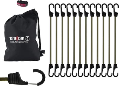 Bungee Koorden - Spanbanden Elastisch - Lading Zekeren - Dubbel Gevlochten - 12 Stuks 100cm - Groen
