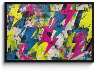 Poster in lijst - Fotolijst 90x60 cm - Posters - Bliksemschichten - Patroon - Marmer - Kleuren - Posterlijst zwart - Decoratie - Wanddecoratie woonkamer - Muurdecoratie slaapkamer