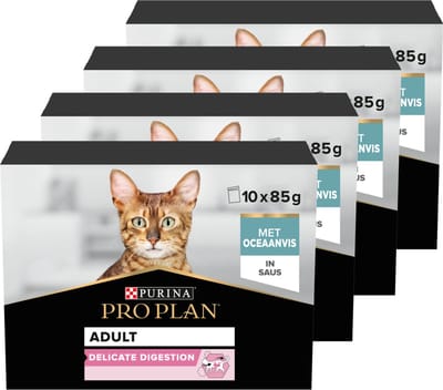 Pro Plan Delicate Digestion Kat Multipack - Kattenvoer Natvoer - Vis - 40x85 g