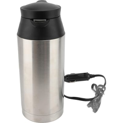 Bouilloire de voiture 750ML Tasse à café électrique portable en acier inoxydable Isolée Chauffée Ébullition Tasse à eau de voyage pour Long gray