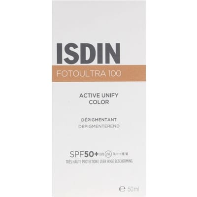Isdin FotoUltra 100 Active Unify Color Crème Solaire Visage Teintée Dépigmentante SPF50+ 50 ml