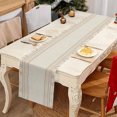 Minimalistische Geometrische Streep Tafel Runner, Moderne Stijl Tafeldecoratie Doek voor Woon- & Eetkamer 40x140cm white