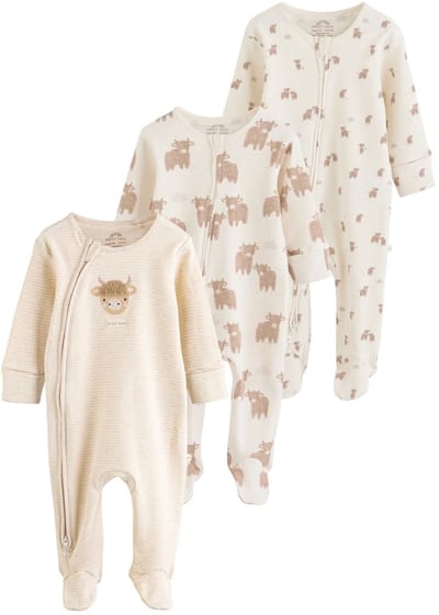 Next - Pasgeboren unisex - Verpakking van 3 babypyjama's met tweewegrits - Huidkleur