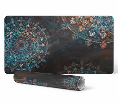 Designer laptop beschermmat met geometrische mandala's 100x50 cm