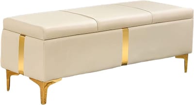 Opbergbank Kunstleer - Gestoffeerde Poef - Woonkamer Entree - Stijlvolle Opbergruimte - 120x40x45 cm - Kleur 3