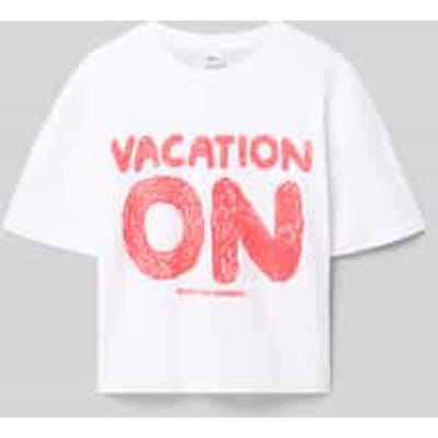 T-shirt met vierkante uitsnijding en rubberen print voor meisjes s.Oliver