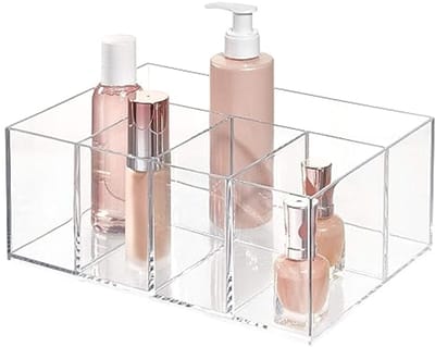 5 Compartimenten Badkamer Opbergorganizer - Transparant Kunststof - 25 cm x 17,5 cm x 10,2 cm