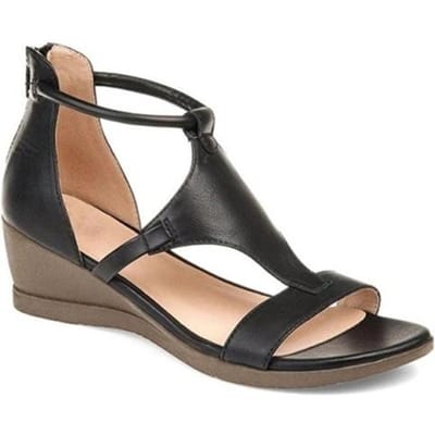 Zomer Dames Sandalen Mid Heels Wedges Schoenen Vrouw Vintage Pu Leer Plus Size Schoenen Gladiator Sandalias Mujer Sapato Feminino 37 zwart