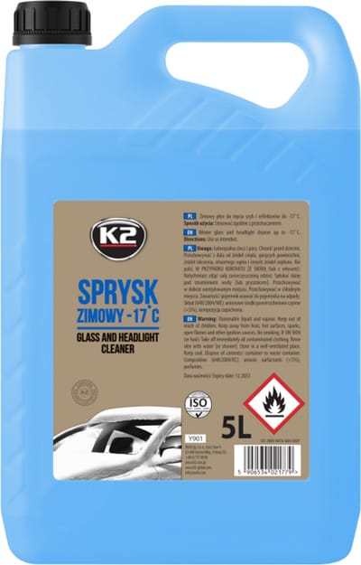 k2 nano ruitenwisser vloeistof 5 liter - koplamp reiniger -17°C - ruitenreiniger - ruitenvloeistof