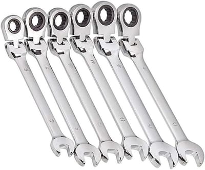 Ratelsleutel Set - Combinatiesleutel Flexibele Kop - Monteren en Demonteren - 180 Graden Draaibare Kop - 8-13 mm - Metaal