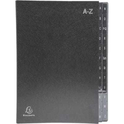 Ordner Exacompta 57024E, formaat A4, 24 vakken, tabbladen A-Z, breedte 250 x hoogte 330 mm, Blauer Engel, gerecycleerd karton, zwart