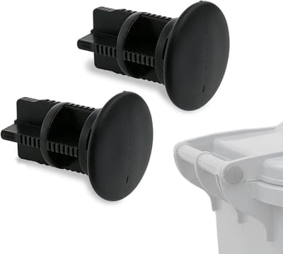 2 stuks scharnierdeksels voor afvalcontainers, 43 mm x 18 mm, kunststof, zwart, duurzame bevestiging voor 240 l afvalemmer, eenvoudig te installeren en vervangbaar
