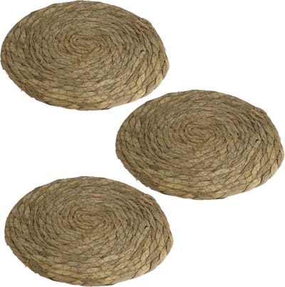 Gerimport Pannenonderzetter - Set van 3x stuks - hittebestendig - zeegras - rond - 22 cm - onderzetter