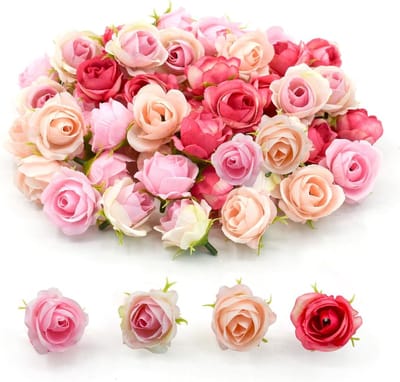 50 stuks mini neprozen bloemen hoofden in verschillende kleuren voor ambachten, tuin, bruiloft en decoratie